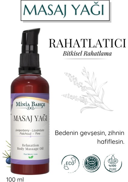 Rahatlatıcı Masaj Yağı -Ardıç, Çam, Lavanta, PAÇULI-%100 SAF,100ML