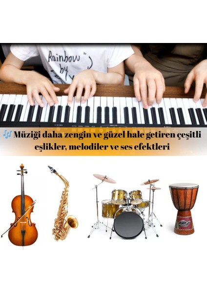 Multizone 61 Tuşlu Elektronik USB Dijital Çocuk Piyanosu Mikrofonlu Başlangıç Için Keyboard Demolu