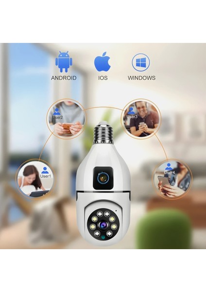 Çift Lensli Wi-Fi Ampul Smart Güvenlik Kamerası 1080P Full Hd fiyatları