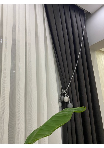 Koyu Gri (Antrasit) Rengi 1/3 Sık Pileli Keten Fon Perde fiyatları