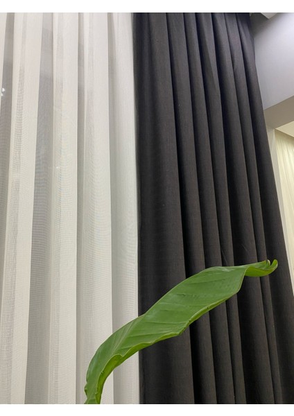 Koyu Gri (Antrasit) Rengi 1/3 Sık Pileli Keten Fon Perde fırsatları