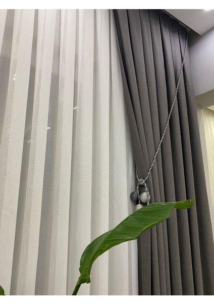 Açık Gri Rengi 1/3 Sık Pileli Keten Fon Perde fiyatları