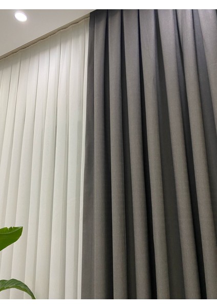 Açık Gri Rengi 1/3 Sık Pileli Keten Fon Perde fırsatları