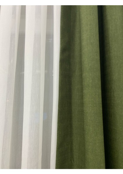 Yosun Yeşili Rengi 1/3 Sık Pileli Keten Fon Perde fırsatları