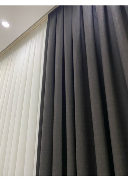 Koyu Gri (Antrasit) Rengi 1/3 Sık Pileli Keten Fon Perde indirimleri
