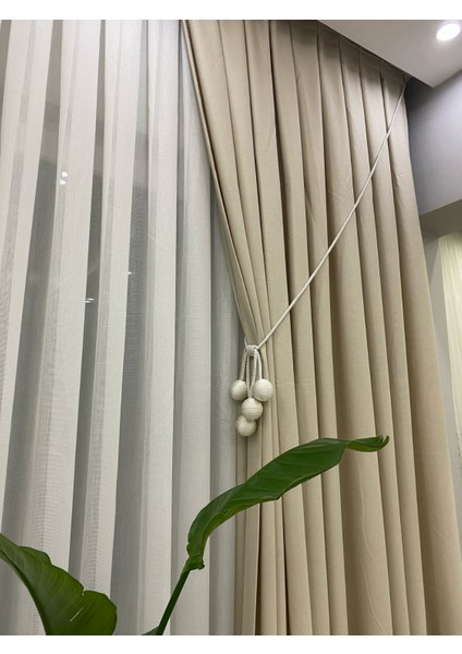 Krem Rengi 1/3 Sık Pileli Keten Fon Perde fiyatları