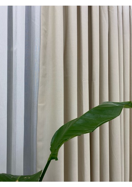 Krem Rengi 1/3 Sık Pileli Keten Fon Perde indirimleri