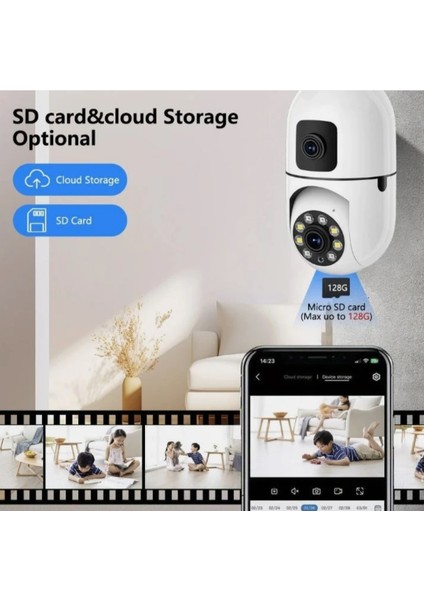 Çift Lensli Wi-Fi Ampul Smart Güvenlik Kamerası 1080P Full Hd