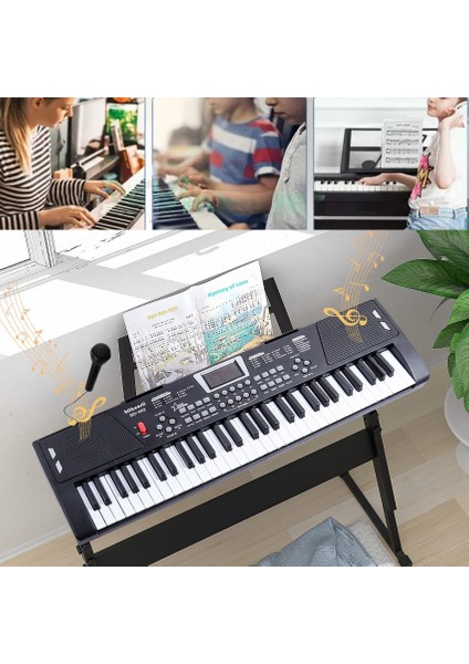 Multizone 61 Tuşlu Elektronik USB Dijital Çocuk Piyanosu Mikrofonlu Başlangıç Için Keyboard Demolu