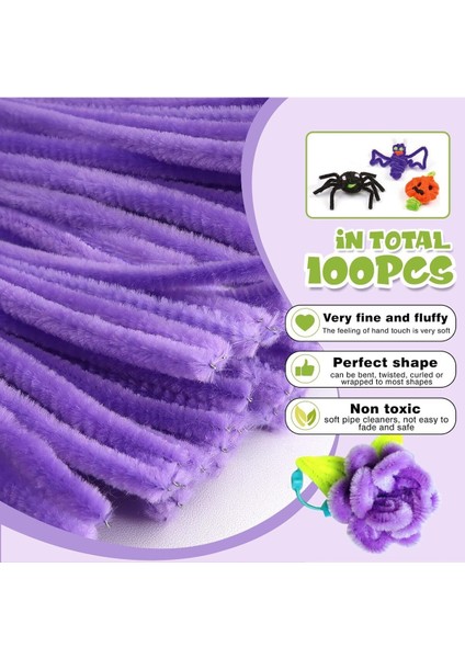 Mor Renkli 50 Adet Şönil, Tüylü Tel, Eğitici Şönil Seti, 30 Cm, Peluş Tel modelleri