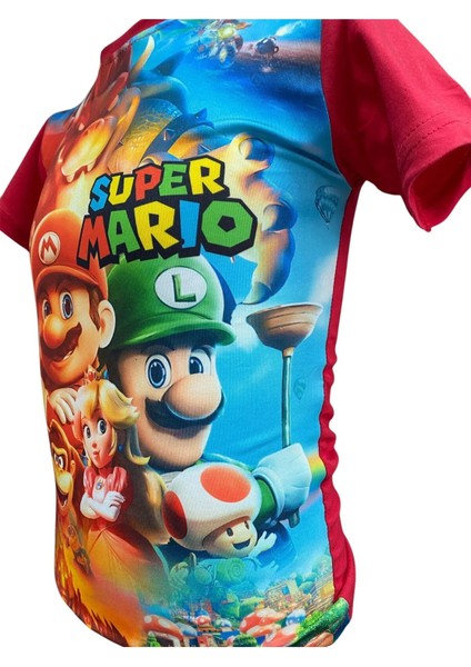 Süper Mario 3D Dijital Baskılı Çocuk Tişört Kırmızı fiyatları