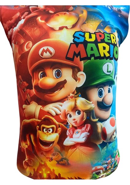 Süper Mario 3D Dijital Baskılı Çocuk Tişört Kırmızı modelleri