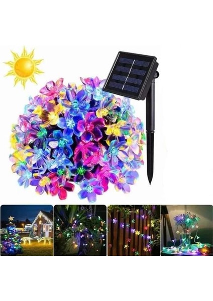 Solar Güneş Enerjili Rgb Gökkuşağı 30 LED Çiçek Zinciri Kiraz Çiçeği IP65 Su Geçirmez Solar Işık Zinciri Dış Mekan Bahçe Veranda Avlu Çardak Noel Ağacı Partiler (Rgb Gökkuşağı)
