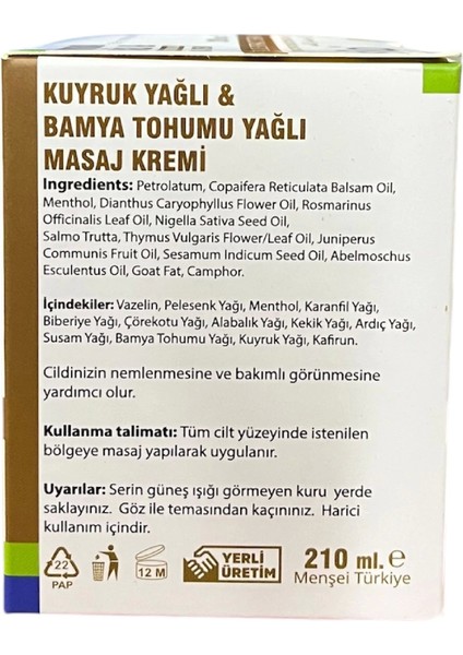 Kuyruk Yağı Masaj Kremi 210 ml x 2 Adet