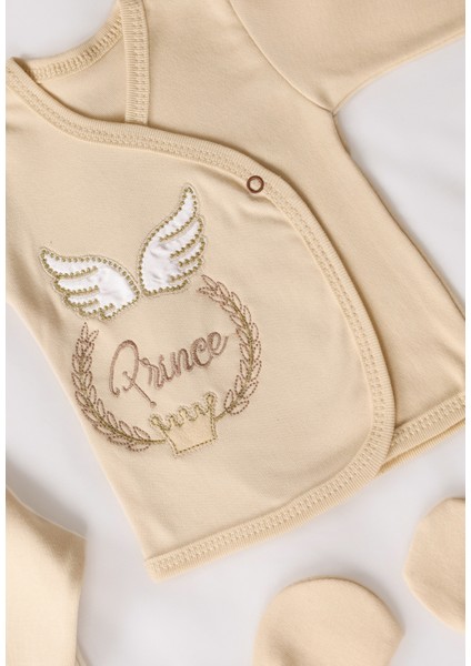 8'li Organik Yenidoğan Hastane Çıkışı, Prens Nakışlı Lüks Set