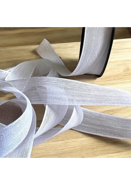 Keten Kurdele 4 Metre 2 cm Fiyonk Kurdelesi Nişan Süsleme Kurdele (Beyaz)