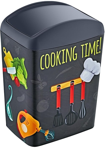 Soft Resimli Çöp Kutusu Döner Kapak 10 Lt Cook