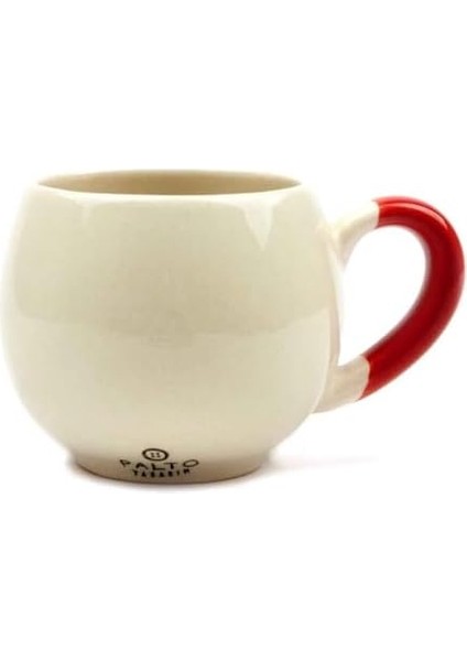 Metrashop Tasarım Kocama Aşığım Diye Cevap Vereceksin Krem Parlak Balon Kupa (Kırmızı Kulp) - Hediye Seramik Kupa