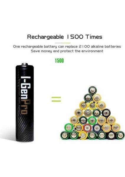 Pro P103 8 Adet Aa 2950 Mah Şarj Edilebilir Kalem Pil 1.2V Ni-Mh Şarjlı Pil