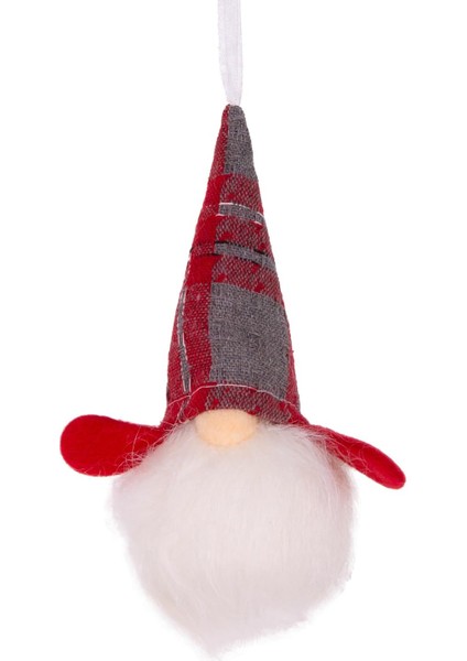 Yılbaşı Süsü Noel Baba Figürü Işıklı Kısa Kollu Kırmızı-Gri 7 x 17 cm .