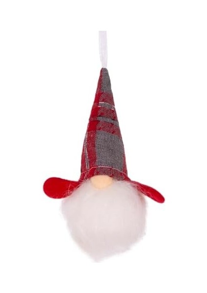 Yılbaşı Süsü Noel Baba Figürü Işıklı Kısa Kollu Kırmızı-Gri 7 x 17 cm .