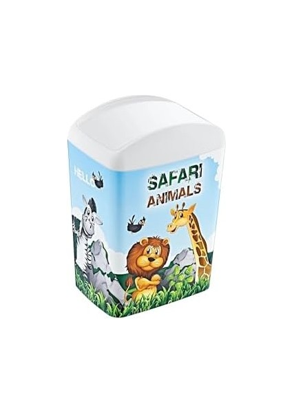 Soft Resimli Çöp Kutusu Döner Kapak 10 Lt Safari