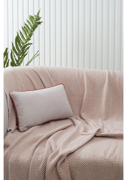 Home Açık Gri Panorama Turuncu Biyeli Kırlent Kılıfı 3 Farklı Biye Seçeneğiyle, 45 x 45