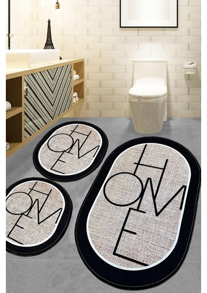 Home Mohe 3lü Set Banyo Halısı Djt