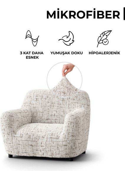 Lastikli Esnek ve Yıkanabilir Tek Kişilik Koltuk Örtüsü Koltuk Kılıfı - Beyaz