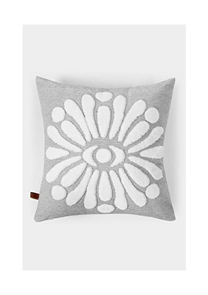 Jakarlı Kırlent 43 x 43 cm Boho Gri