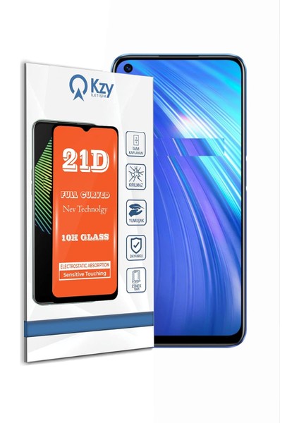 Iletişim Realme 6 ile Uyumlu Tam Kaplayan 21D Temperli Ekran Koruyucu Cam