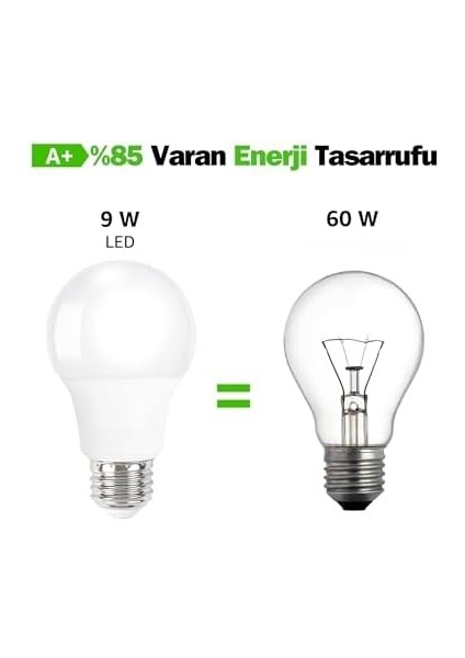 LED Ampül 9W/60W, E27 Normal Duy (Beyaz | 6500K, 6 Adet)
