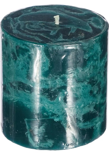 Marblo Sütun Mum, Yeşil, 10 x 10 cm