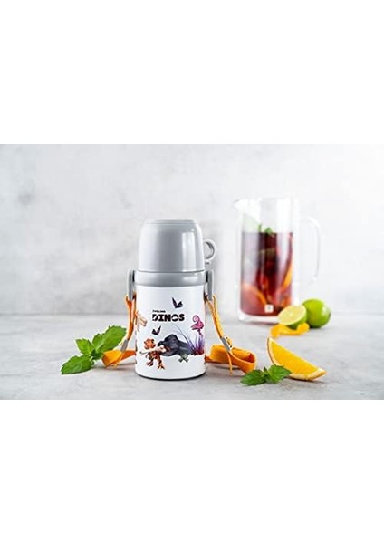 Thermo Isoleerfles Met Beker In Draagriem - 380 ml - Dino Marka Zwıllıng