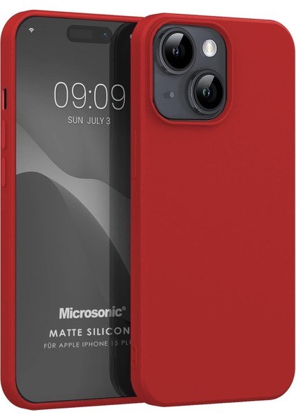 Kılıf Matte Silicone Apple iPhone 15 Plus Için Kırmızı [Apple iPhone 15 Plus ile Uyumlu Kılıf - Kırmızı]