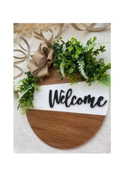 Kapı Süsü - Dış Kapı Süsü Welcome -Kareli Kapı Önü Aksesuarı Syh. Beyaz 30 x 30