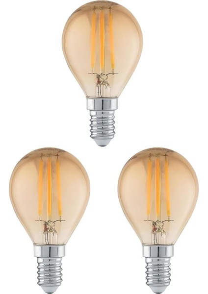 LED Filament Ampul 4 Watt E14 Duy Sarı Işık Dekoratif Vintage Aydınlatma (3, G45 Amber Cam)