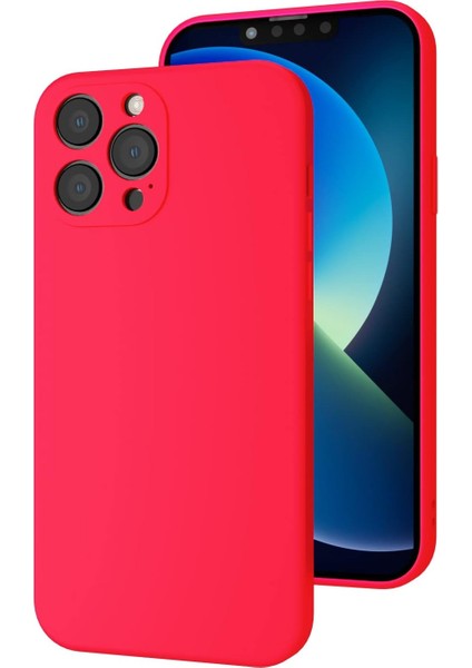 iPhone 11 Pro Uyumlu Kamera Korumalı, Mikrofiber Astarlı, Sıvı Silikon Kılıf (Neon Pembe)