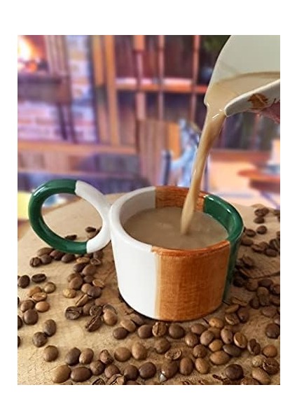 Metrashop Eskitme El Yapımı Seramik Kupa Bardak