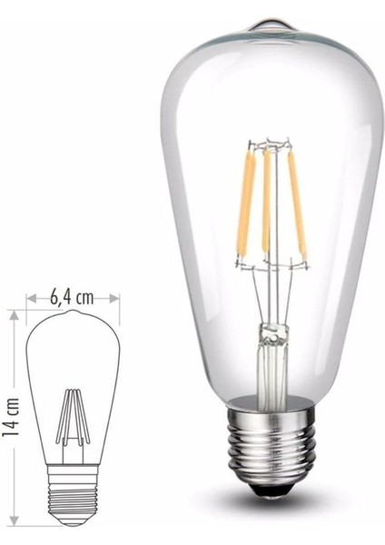 Metrashop 8 Watt Filamanet LED Ampul CT-4353 3200K (Gün Işığı)
