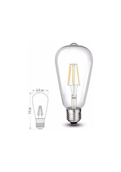 Metrashop 8 Watt Filamanet LED Ampul CT-4353 3200K (Gün Işığı)