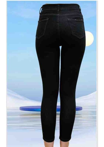 Kadın Likralı Yüksek Bel Dar Paça Jeans