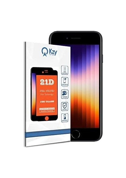 Iletişim iPhone Se 3 2022 ile Uyumlu Tam Kaplayan 21D Temperli Ekran Koruyucu Cam