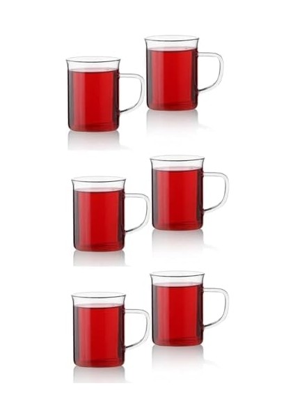 Metrashop Home 6'lı Borosilikat Cam Kupa,ısıya Dayanıklı Termisil Çay ve Kahve Bardağı (6 Adet)