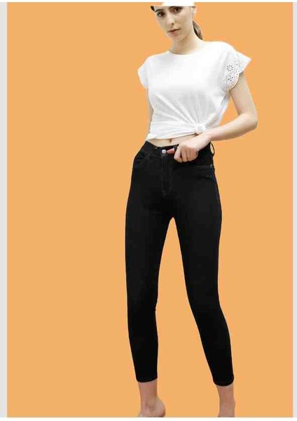 Kadın Likralı Yüksek Bel Dar Paça Jeans fiyatları