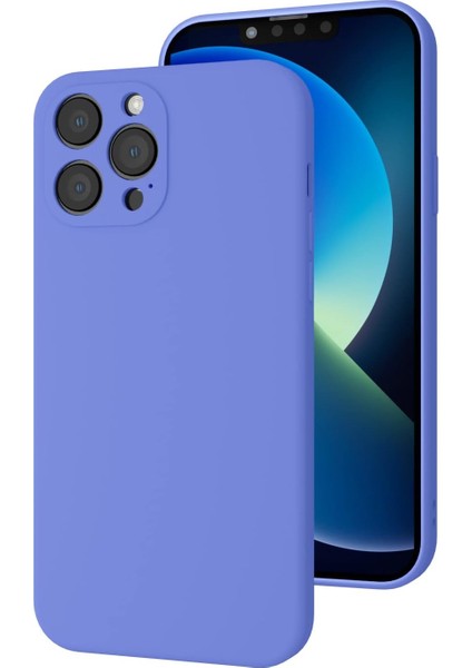 iPhone 12 Mini Uyumlu Kamera Korumalı, Mikrofiber Astarlı, Sıvı Silikon Kılıf (Gök Mavisi)