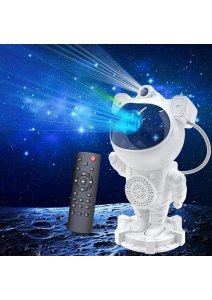 Astronot Projektör Bluetooth Bağlantılı ve Uzaktan Kumandalı Ambians Gece Lambası Uzay Efektli Galaksi ve Yıldız Yansıtma 12CM x 22CM MXS-003 (MXS-003)