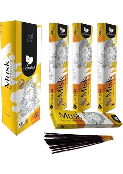 Musk (Misk) Kokusu Özel Aroma Kokusu Agarbatti Arınma Meditasyon 20 Adet 1 Paket Çubuk Tütsü