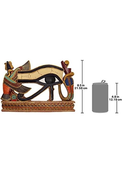 Toscano Mısır Dekoratif Horus Gözü Duvar Figürü Plaket, Poliresin, Tam Renkli, 30 cm