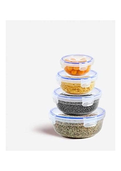Plastik 4'lü Contalı Yuvarlak Saklama SET(400,800,1350,2250 Ml) fiyatları